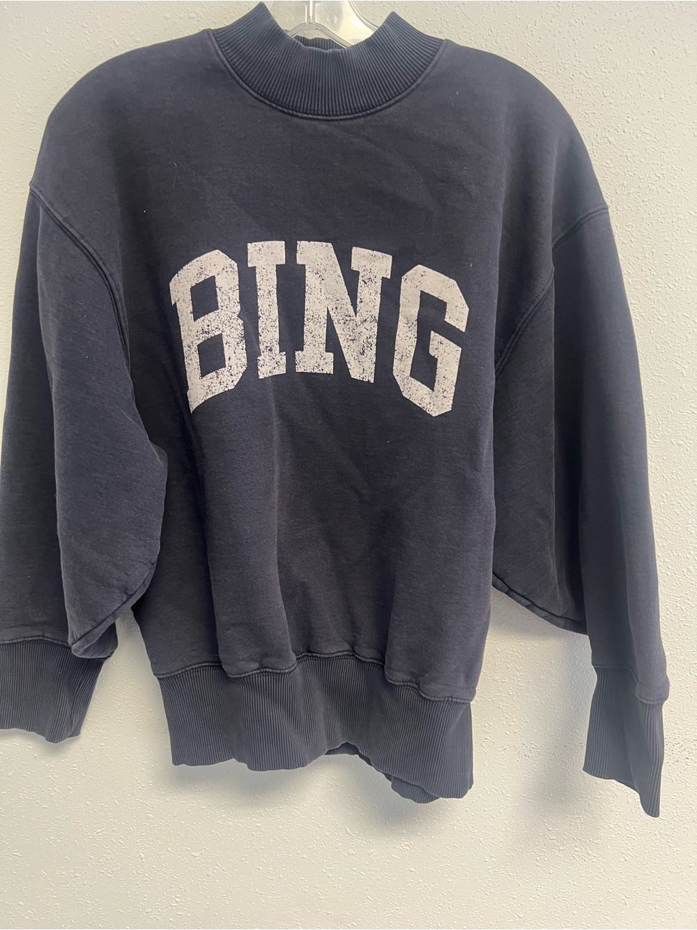 Blue Crewneck Pullover sweatshirt with BING Lettering